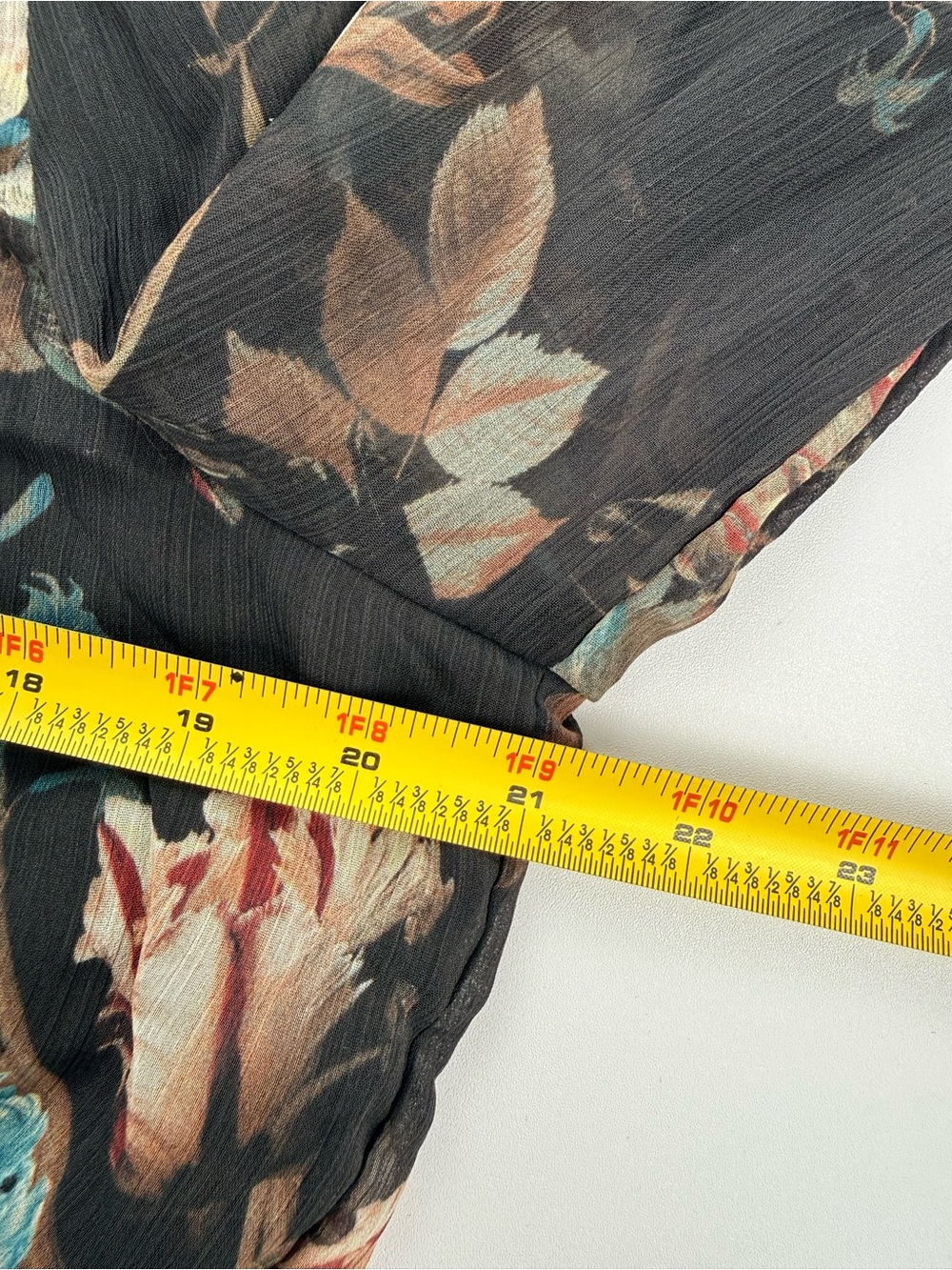 Tamara H Black Floral Sheer Smocked Ruffle Button Blouse L Cottagecore‎ Feminine - Picture 7 of 9